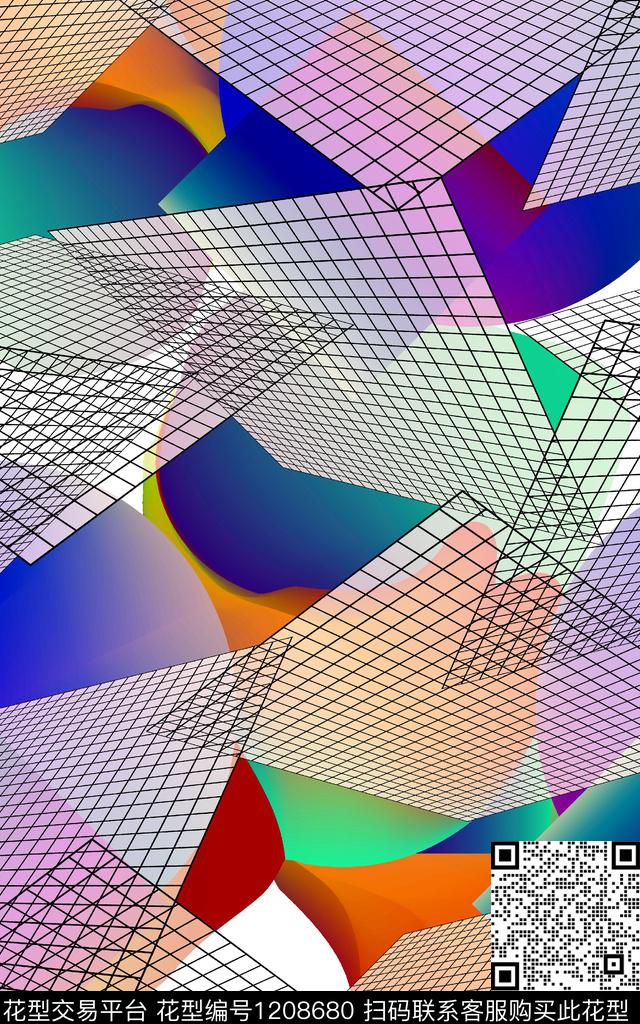 几何混合拼接趣味数码印花华亿平台下载（图片编号: 1208680） - 瓦栏（Walan）
