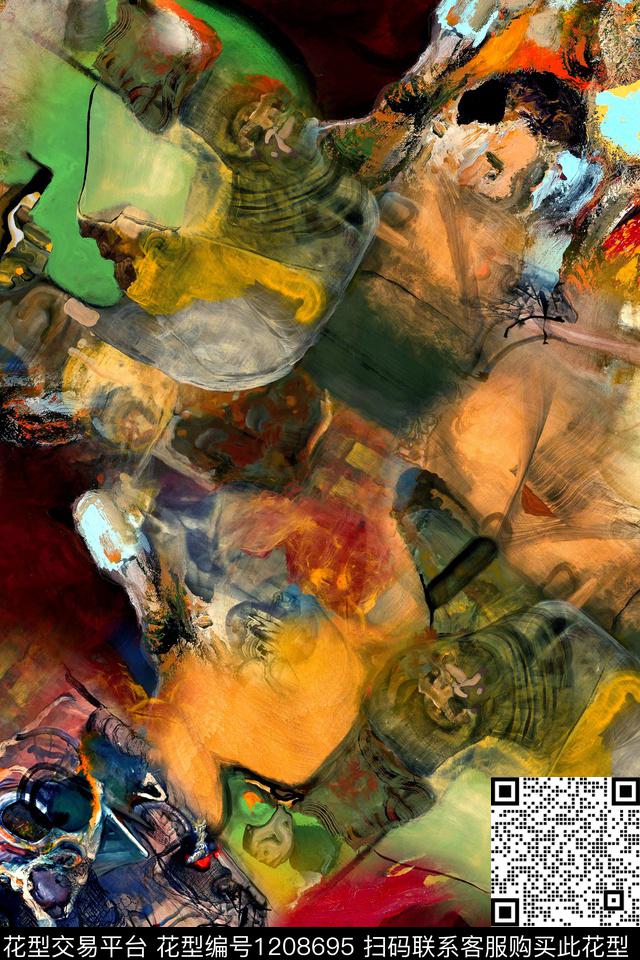 几何抽象纹理数码印花华亿平台下载（图片编号: 1208695） - 瓦栏（Walan）