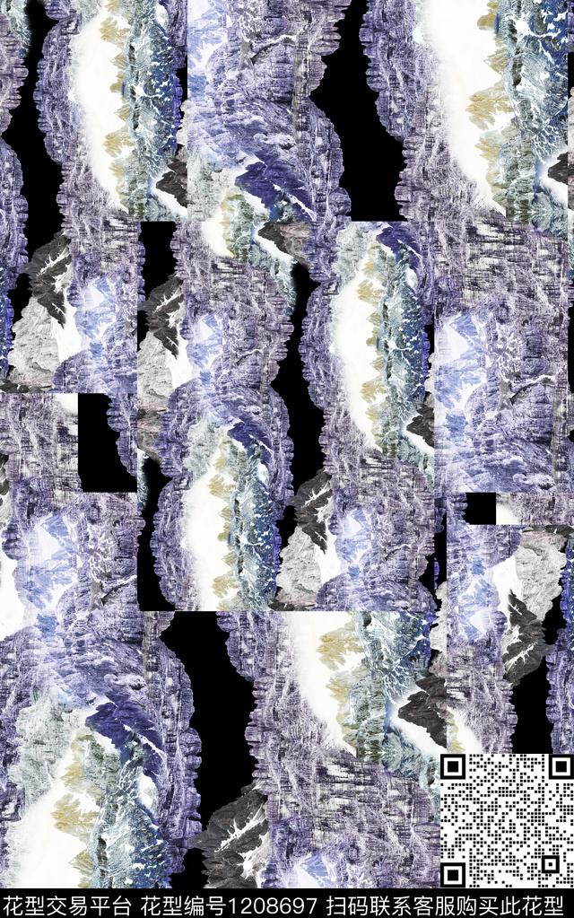 男装抽象肌理数码印花华亿平台下载（图片编号: 1208697） - 瓦栏（Walan）