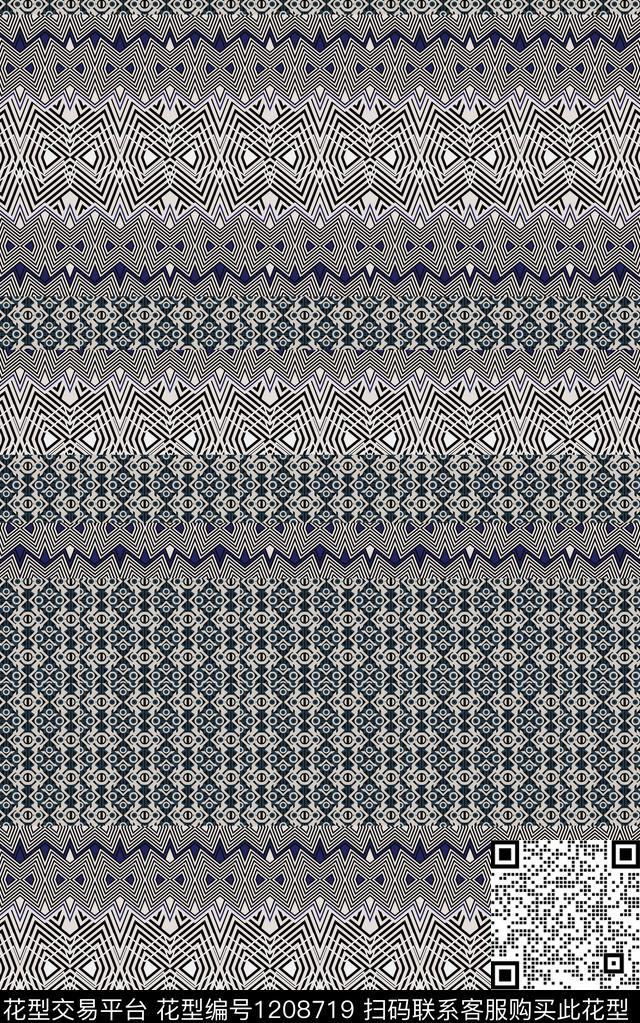 几何抽象格子数码印花华亿平台下载（图片编号: 1208719） - 瓦栏（Walan）