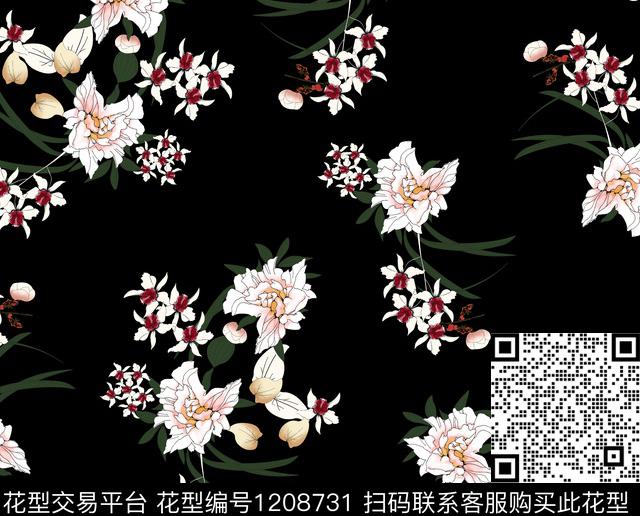 数码华亿平台女装清爽底花卉数码印花华亿平台下载（图片编号: 1208731） - 瓦栏（Walan）