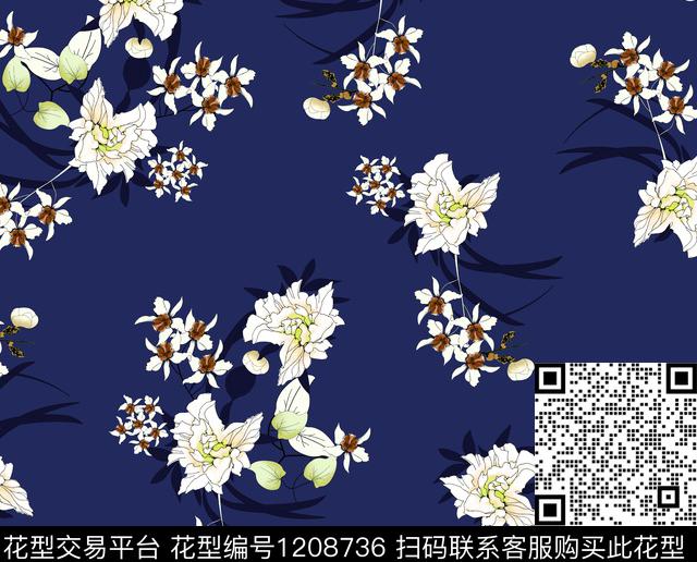 数码华亿平台女装清爽底花卉数码印花华亿平台下载（图片编号: 1208736） - 瓦栏（Walan）