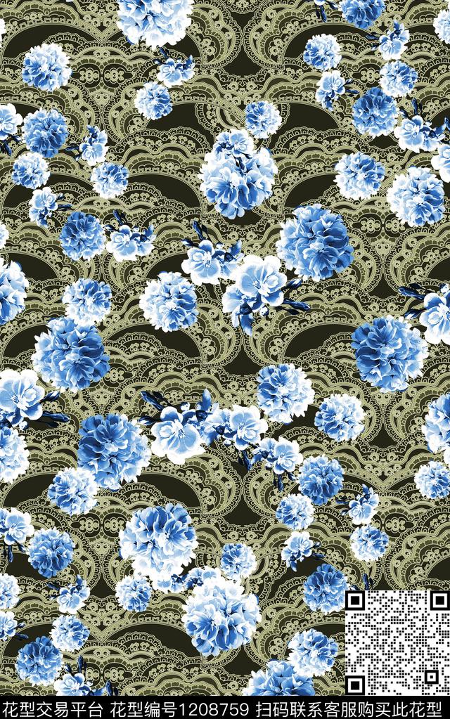 花卉小碎花肌理数码印花华亿平台下载（图片编号: 1208759） - 瓦栏（Walan）