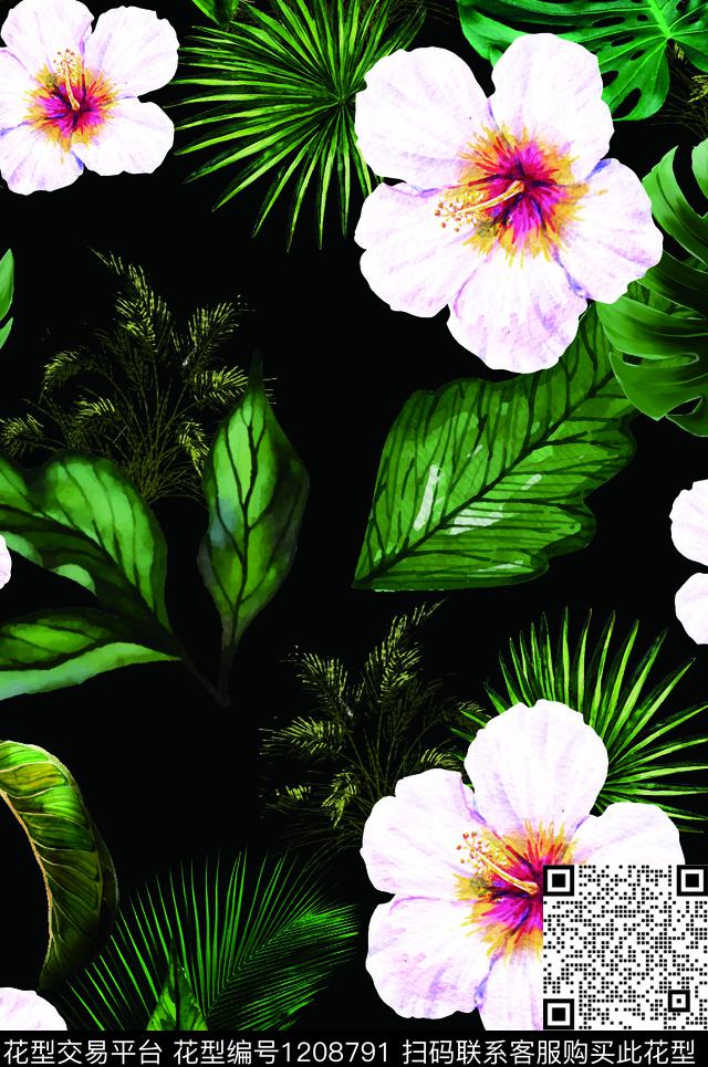 数码华亿平台女装清爽底花卉数码印花华亿平台下载（图片编号: 1208791） - 瓦栏（Walan）