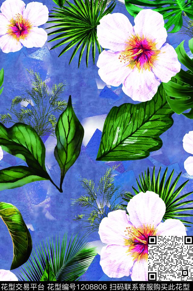 数码华亿平台女装清爽底花卉数码印花华亿平台下载（图片编号: 1208806） - 瓦栏（Walan）