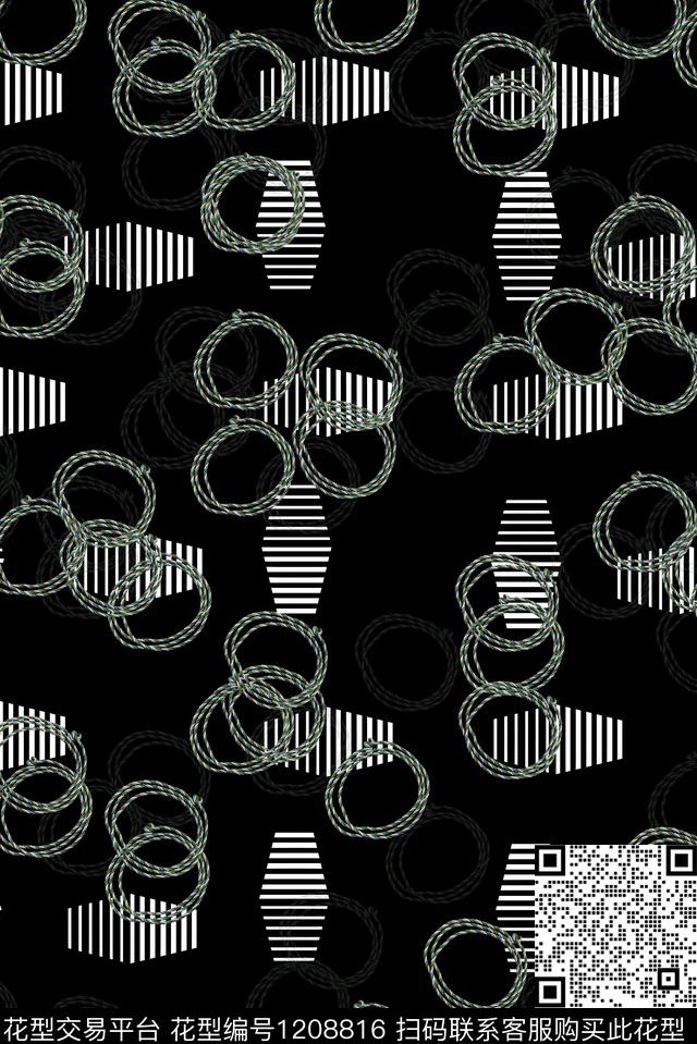 男装几何链条数码印花华亿平台下载（图片编号: 1208816） - 瓦栏（Walan）