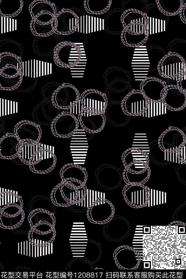 男装几何链条数码印花华亿平台下载（图片编号: 1208817） - 瓦栏（Walan）