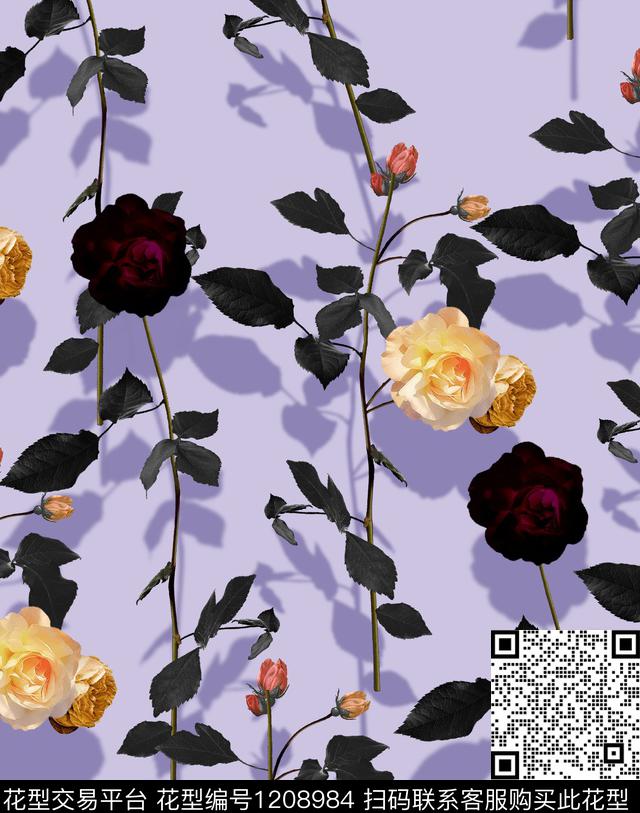 数码华亿平台女装清爽底花卉数码印花华亿平台下载（图片编号: 1208984） - 瓦栏（Walan）