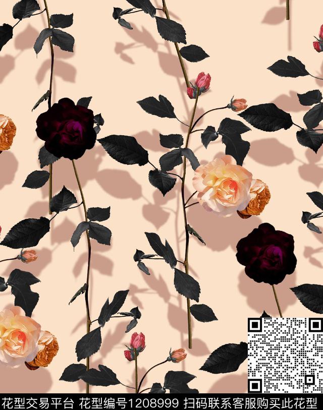 数码华亿平台女装清爽底花卉数码印花华亿平台下载（图片编号: 1208999） - 瓦栏（Walan）