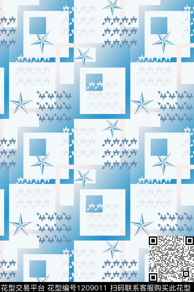 五角星卡通婴童图案几何数码印花华亿平台下载（图片编号: 1209011） - 瓦栏（Walan）