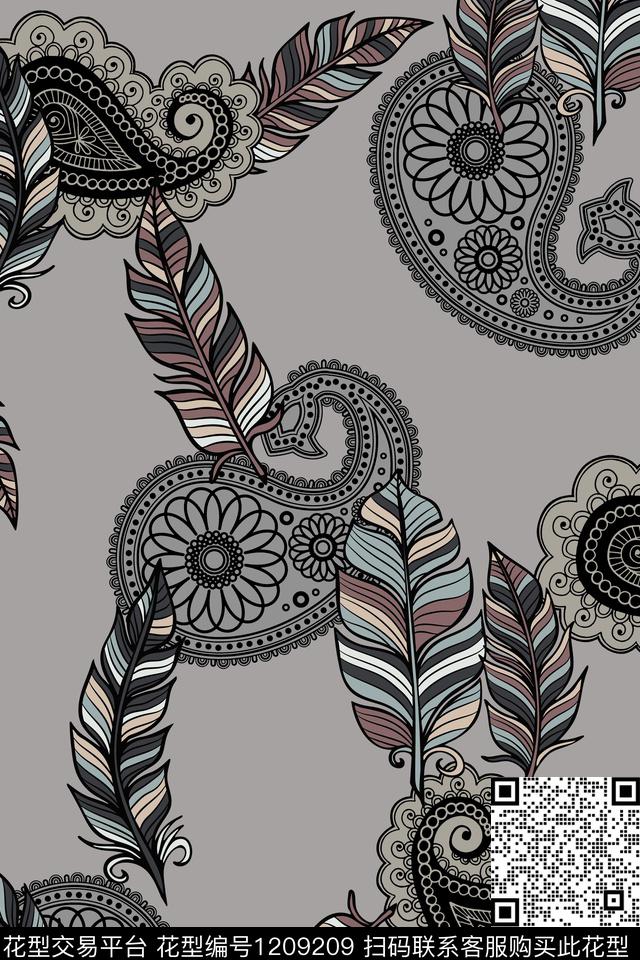 数码华亿平台大牌风佩斯利传统印花华亿平台下载（图片编号: 1209209） - 瓦栏（Walan）