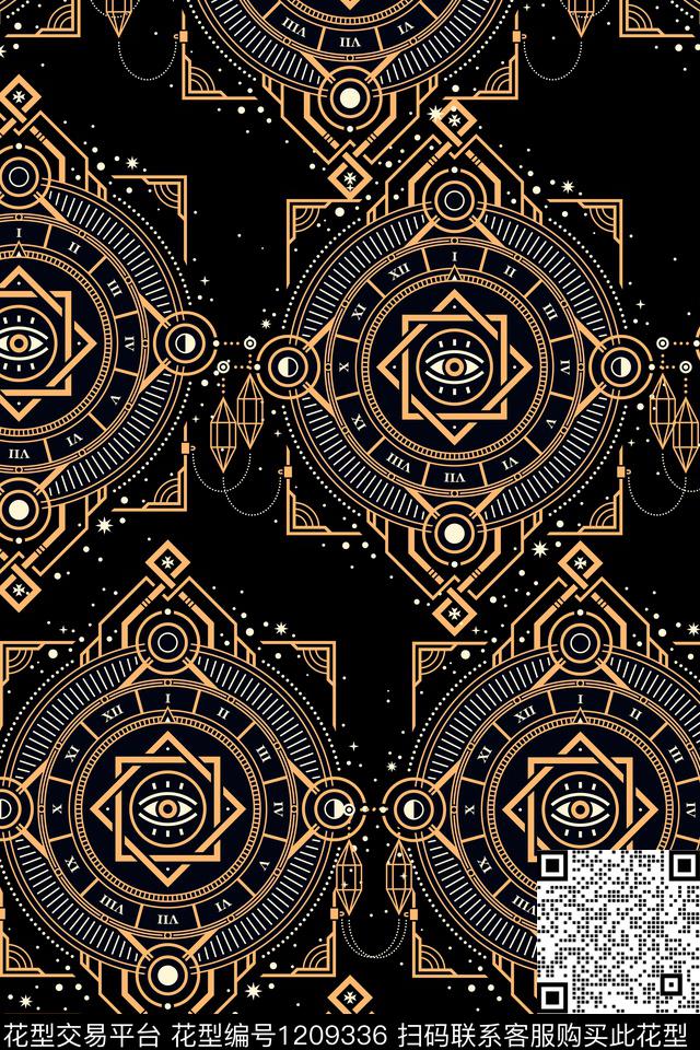 几何抽象男装神圣符号传统印花华亿平台下载（图片编号: 1209336） - 瓦栏（Walan）