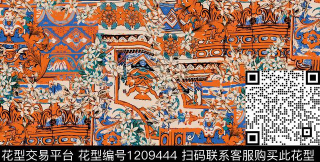 女装大牌风传统印花华亿平台下载（图片编号: 1209444） - 瓦栏（Walan）