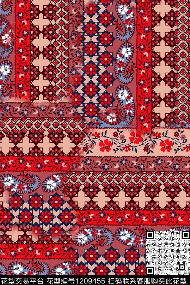 抽象大牌风艺术数码印花华亿平台下载（图片编号: 1209455） - 瓦栏（Walan）