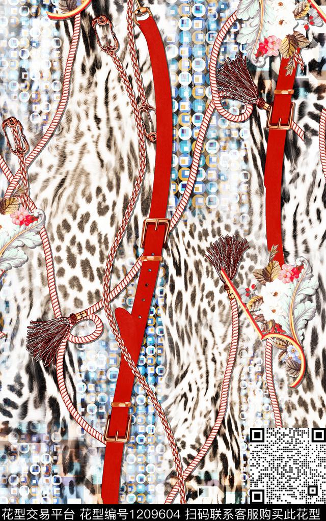 动物纹链条珠宝宝石数码印花华亿平台下载（图片编号: 1209604） - 瓦栏（Walan）