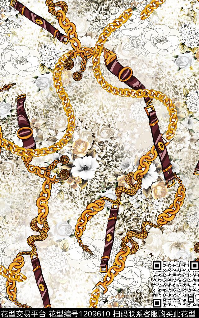 动物纹链条珠宝宝石数码印花华亿平台下载（图片编号: 1209610） - 瓦栏（Walan）