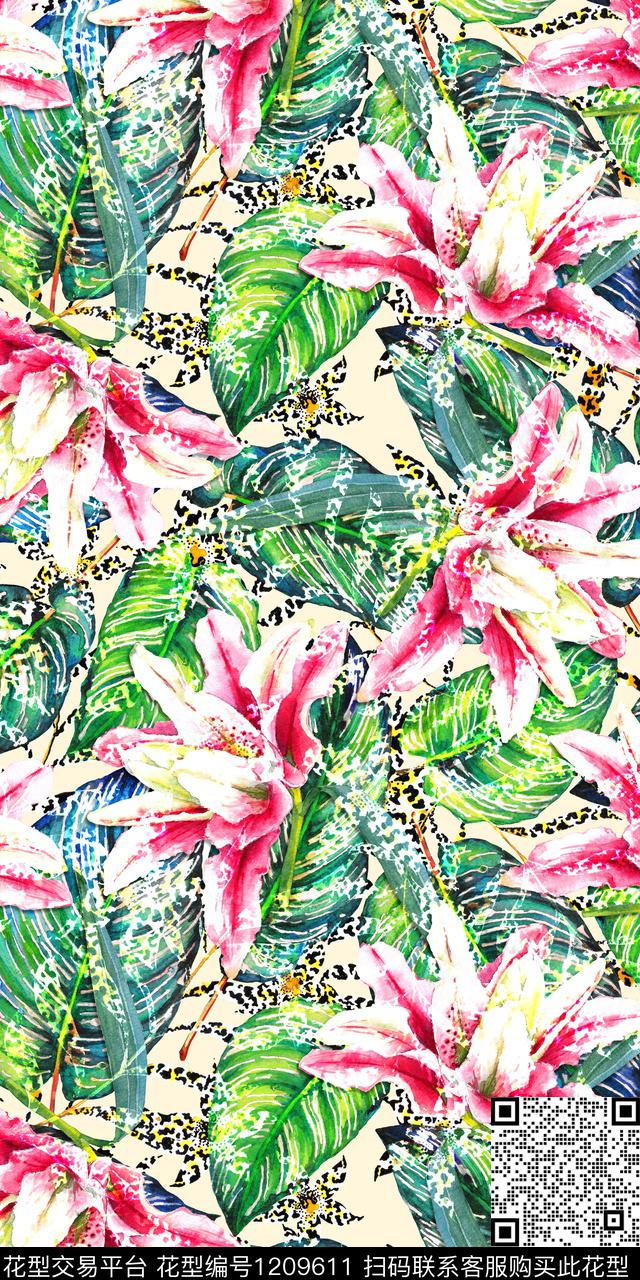 花卉底纹3D立体数码印花华亿平台下载（图片编号: 1209611） - 瓦栏（Walan）