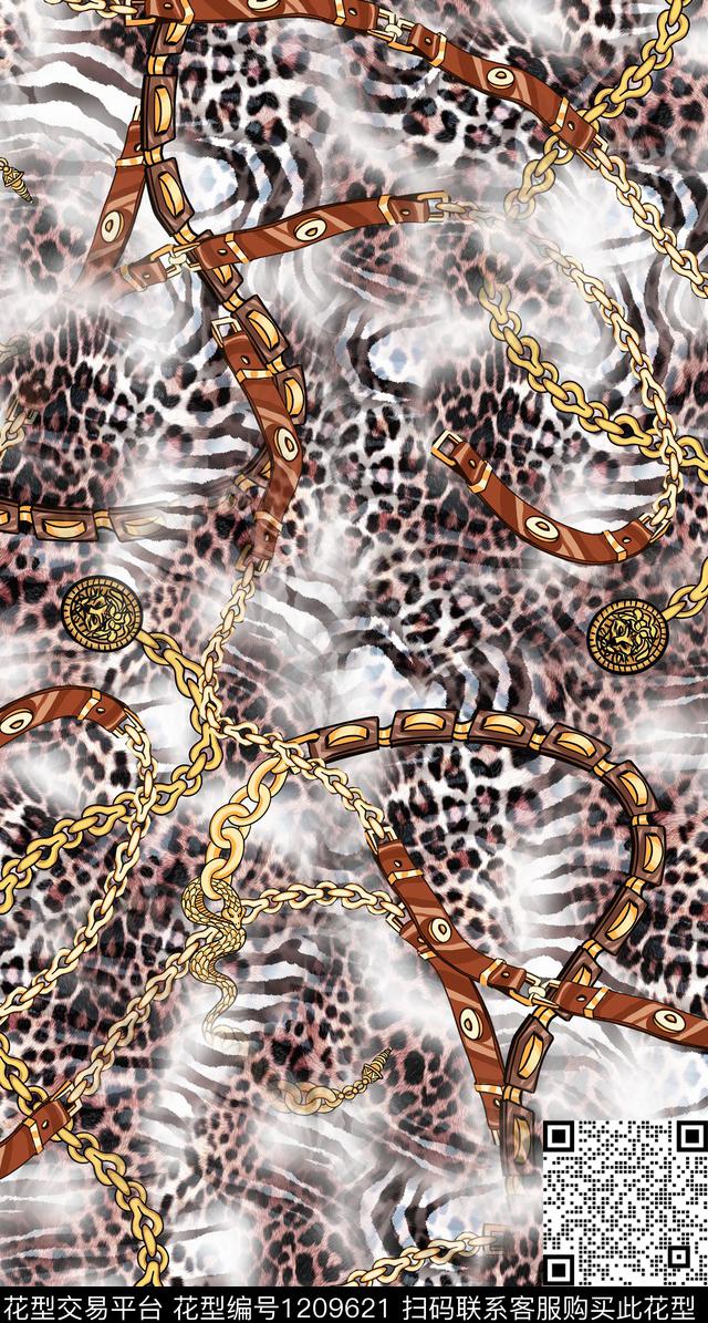 动物纹链条珠宝宝石数码印花华亿平台下载（图片编号: 1209621） - 瓦栏（Walan）
