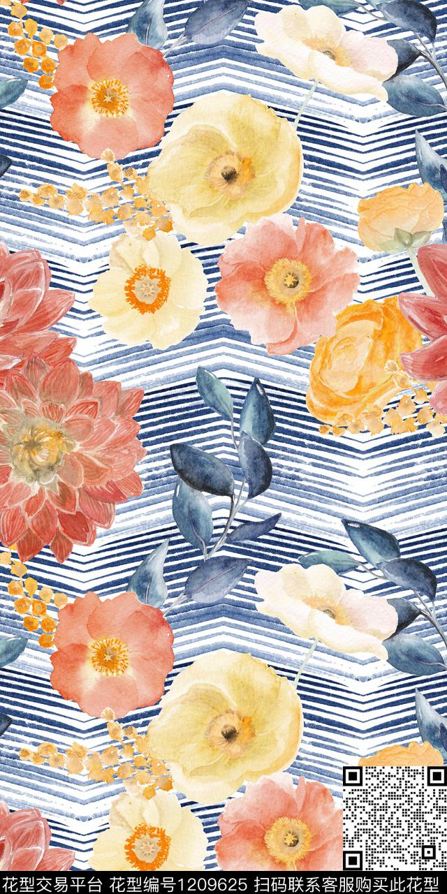 花卉底纹3D立体数码印花华亿平台下载（图片编号: 1209625） - 瓦栏（Walan）