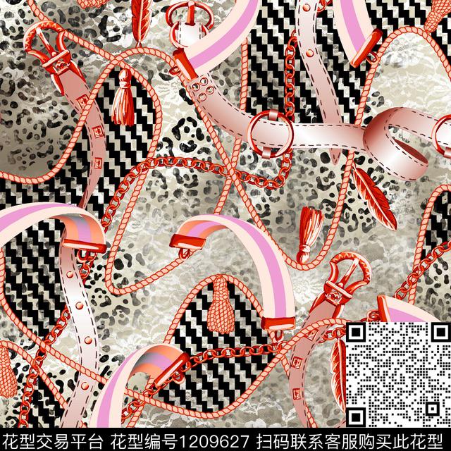 动物纹链条珠宝宝石数码印花华亿平台下载（图片编号: 1209627） - 瓦栏（Walan）