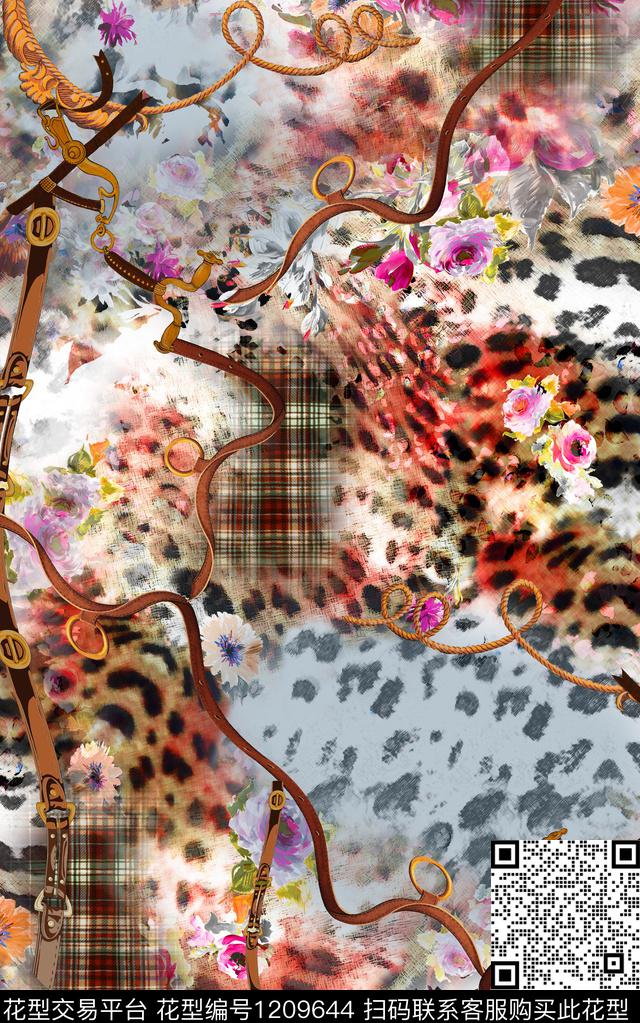 动物纹链条珠宝宝石数码印花华亿平台下载（图片编号: 1209644） - 瓦栏（Walan）