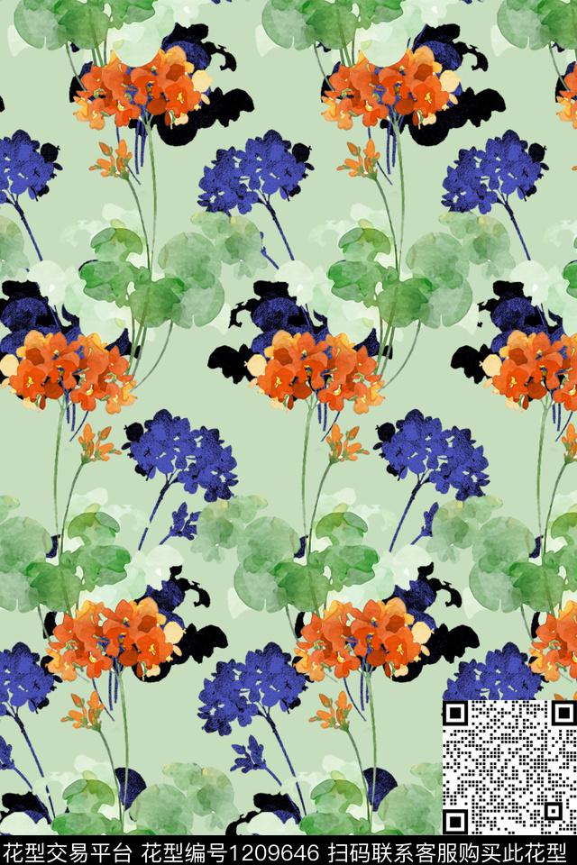 大牌风文艺花卉数码印花华亿平台下载（图片编号: 1209646） - 瓦栏（Walan）
