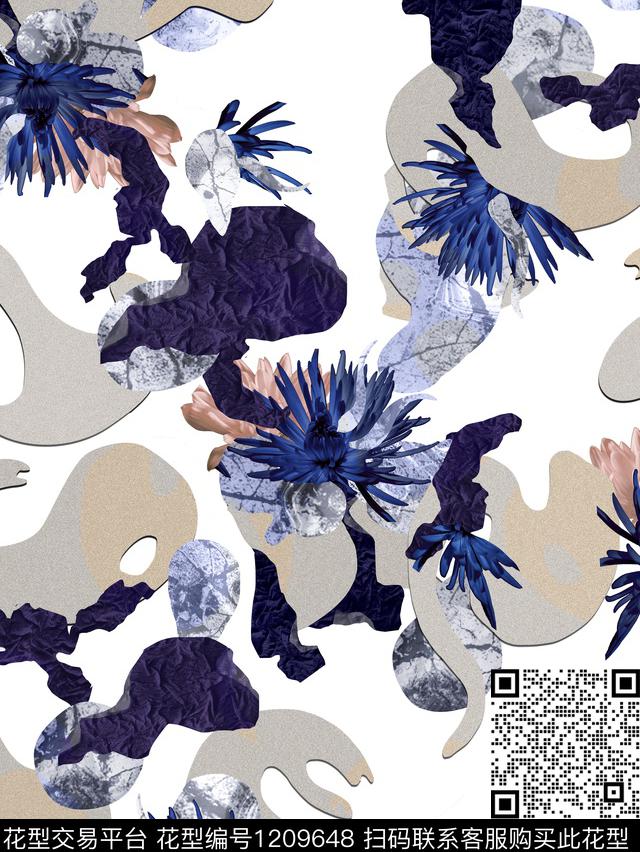 时尚女装抽象数码印花华亿平台下载（图片编号: 1209648） - 瓦栏（Walan）