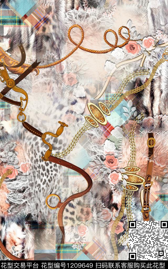 动物纹链条珠宝宝石数码印花华亿平台下载（图片编号: 1209649） - 瓦栏（Walan）