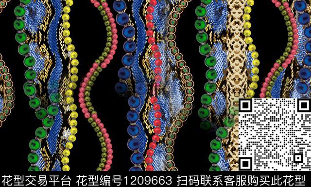 动物纹链条珠宝宝石数码印花华亿平台下载（图片编号: 1209663） - 瓦栏（Walan）