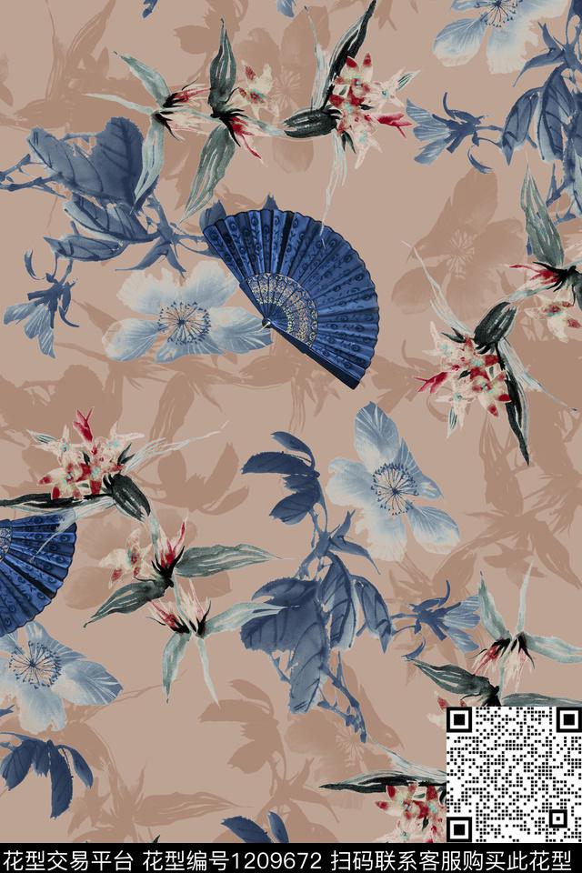 女装花卉满版散花数码印花华亿平台下载（图片编号: 1209672） - 瓦栏（Walan）