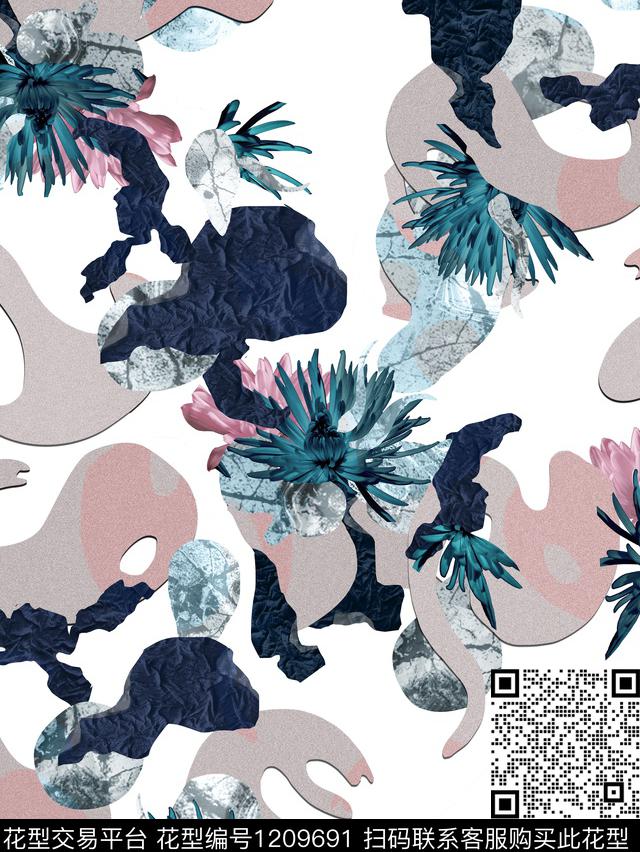 时尚女装抽象传统印花华亿平台下载（图片编号: 1209691） - 瓦栏（Walan）