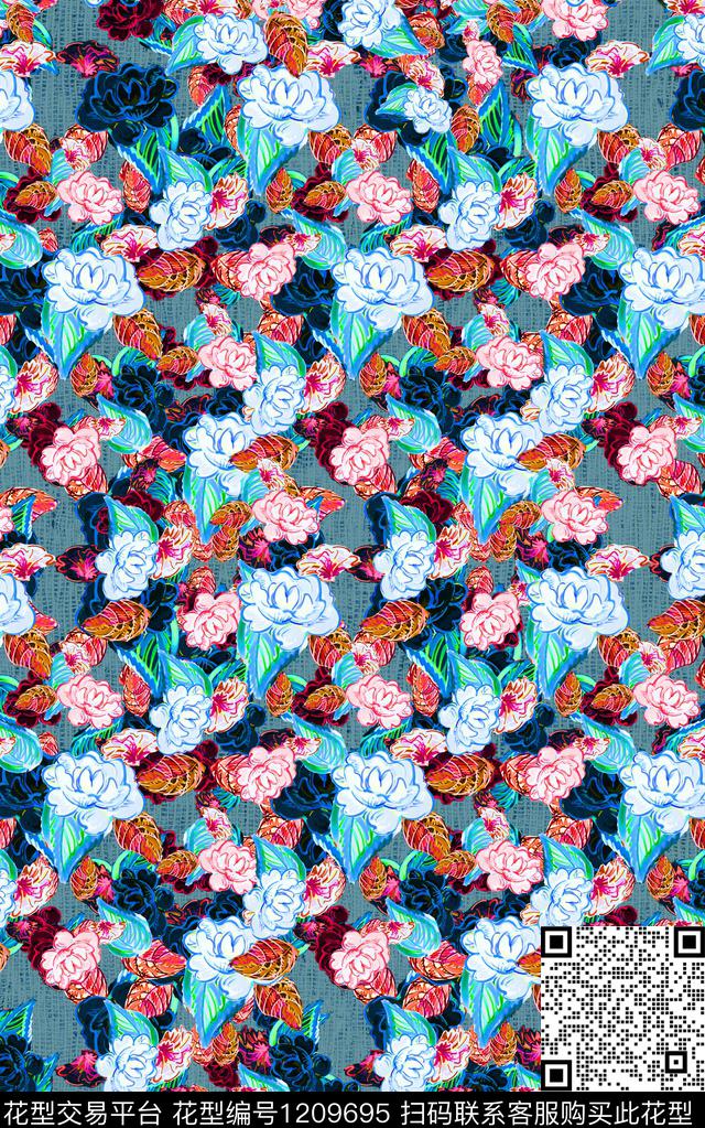 花卉小碎花数码印花华亿平台下载（图片编号: 1209695） - 瓦栏（Walan）