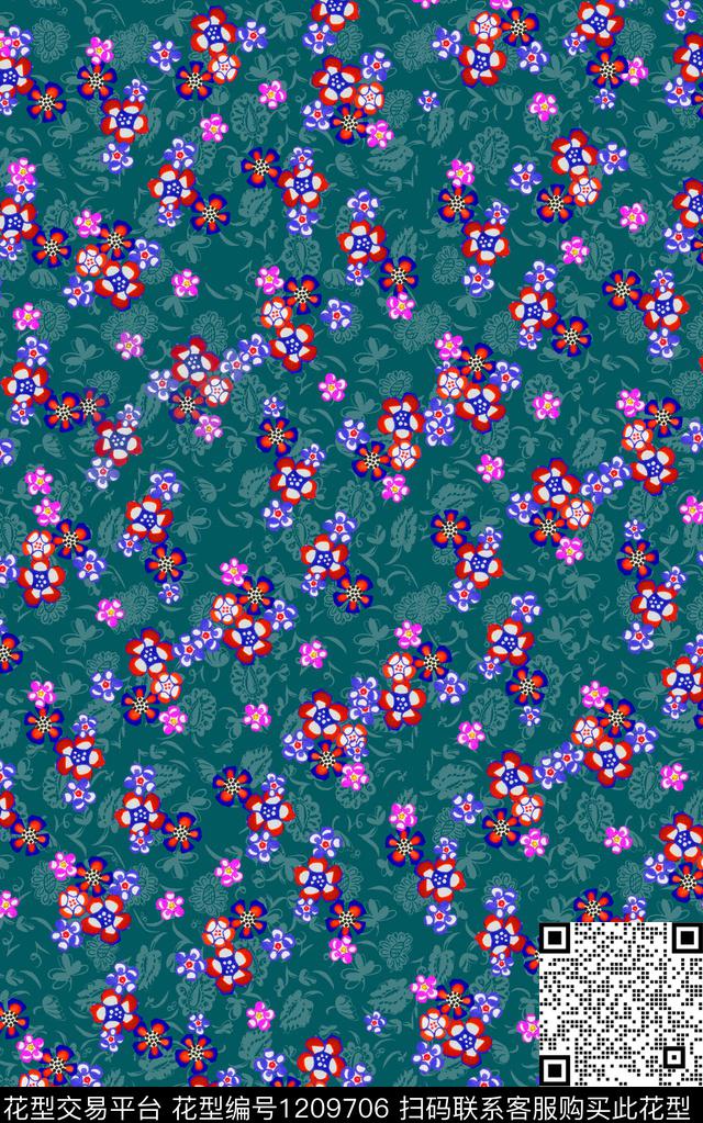 花卉小碎花数码印花华亿平台下载（图片编号: 1209706） - 瓦栏（Walan）