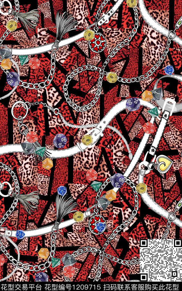 动物纹链条几何数码印花华亿平台下载（图片编号: 1209715） - 瓦栏（Walan）