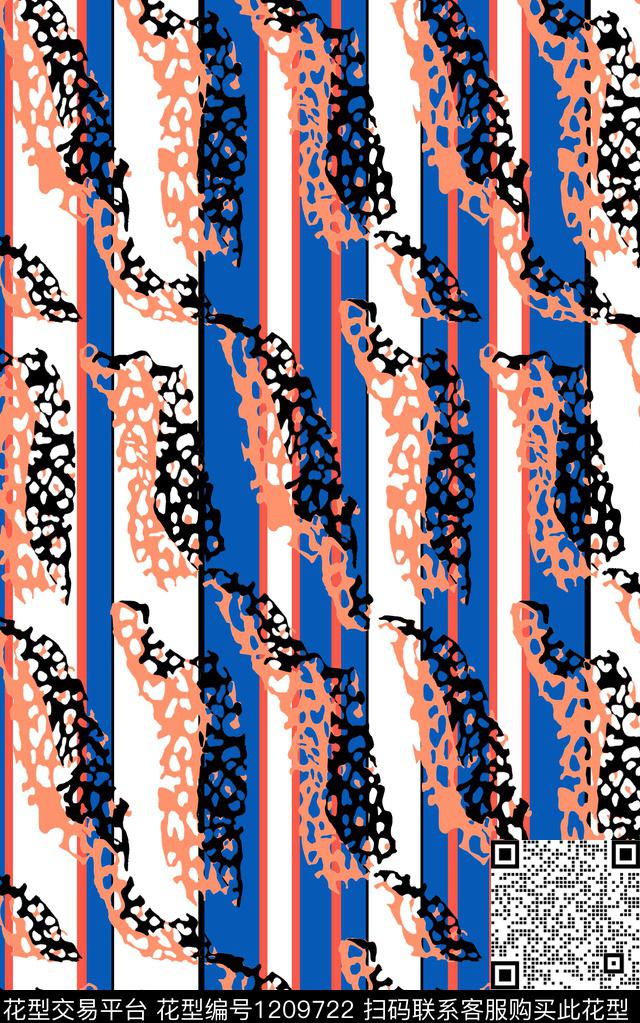 动物纹几何线条数码印花华亿平台下载（图片编号: 1209722） - 瓦栏（Walan）