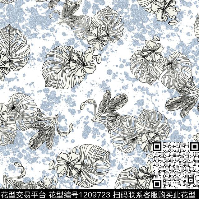 肌理线条热带华亿平台数码印花华亿平台下载（图片编号: 1209723） - 瓦栏（Walan）