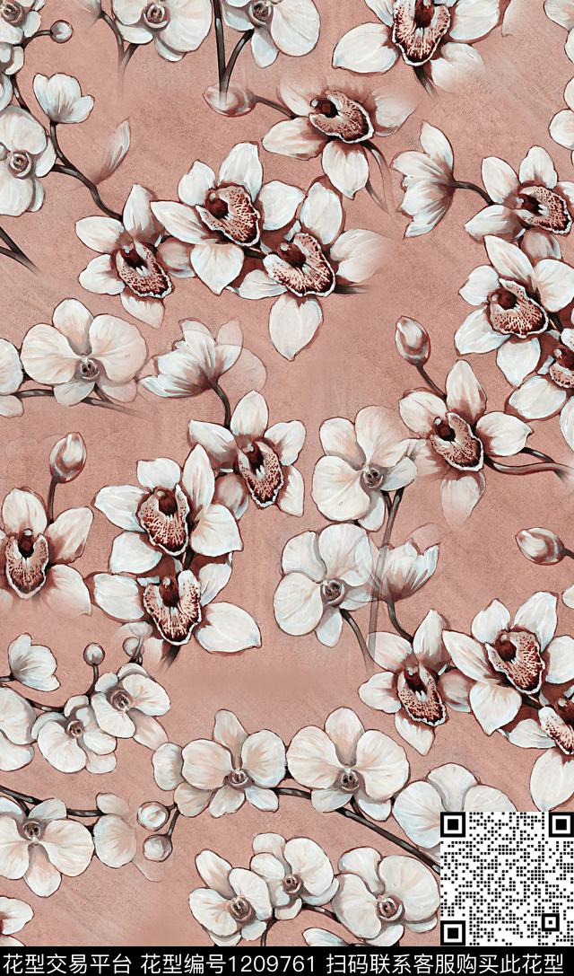 女装花卉满版散花数码印花华亿平台下载（图片编号: 1209761） - 瓦栏（Walan）