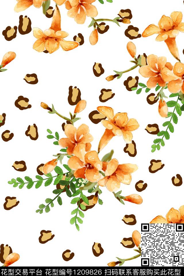 时尚大牌风花卉数码印花华亿平台下载（图片编号: 1209826） - 瓦栏（Walan）