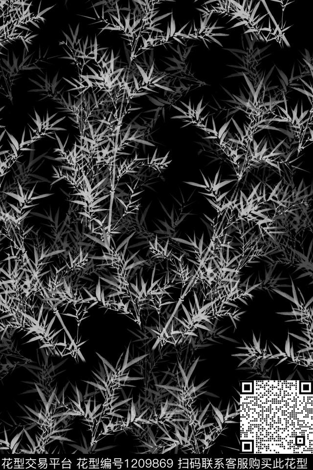男装竹子黑白系列数码印花华亿平台下载（图片编号: 1209869） - 瓦栏（Walan）