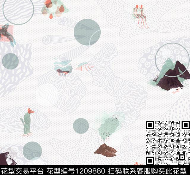 春夏华亿平台女装几何传统印花华亿平台下载（图片编号: 1209880） - 瓦栏（Walan）