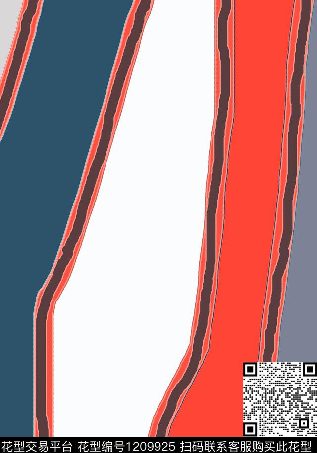 手绘混合拼接条纹数码印花华亿平台下载（图片编号: 1209925） - 瓦栏（Walan）