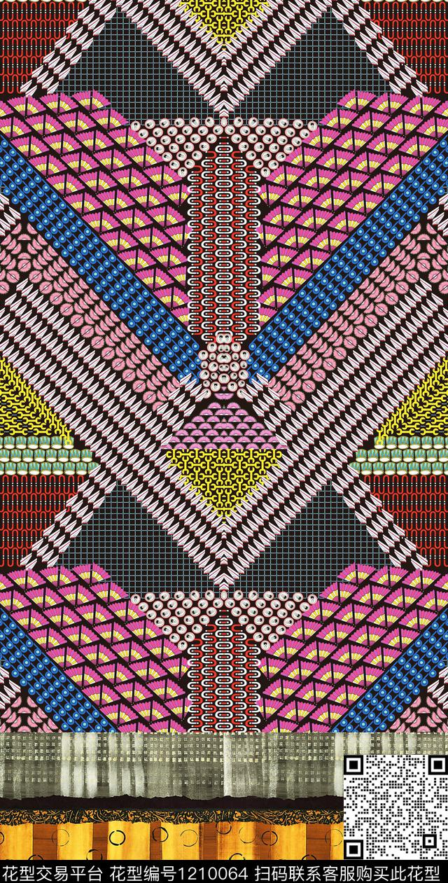 女装几何佩斯利数码印花华亿平台下载（图片编号: 1210064） - 瓦栏（Walan）