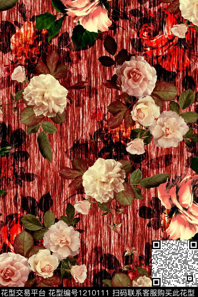 数码华亿平台抽象花卉数码印花华亿平台下载（图片编号: 1210111） - 瓦栏（Walan）