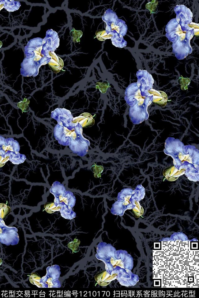 男装花卉纹理数码印花华亿平台下载（图片编号: 1210170） - 瓦栏（Walan）
