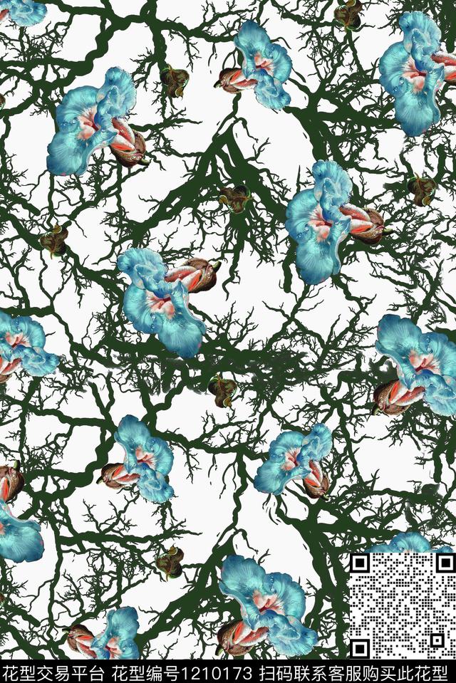 男装花卉纹理数码印花华亿平台下载（图片编号: 1210173） - 瓦栏（Walan）