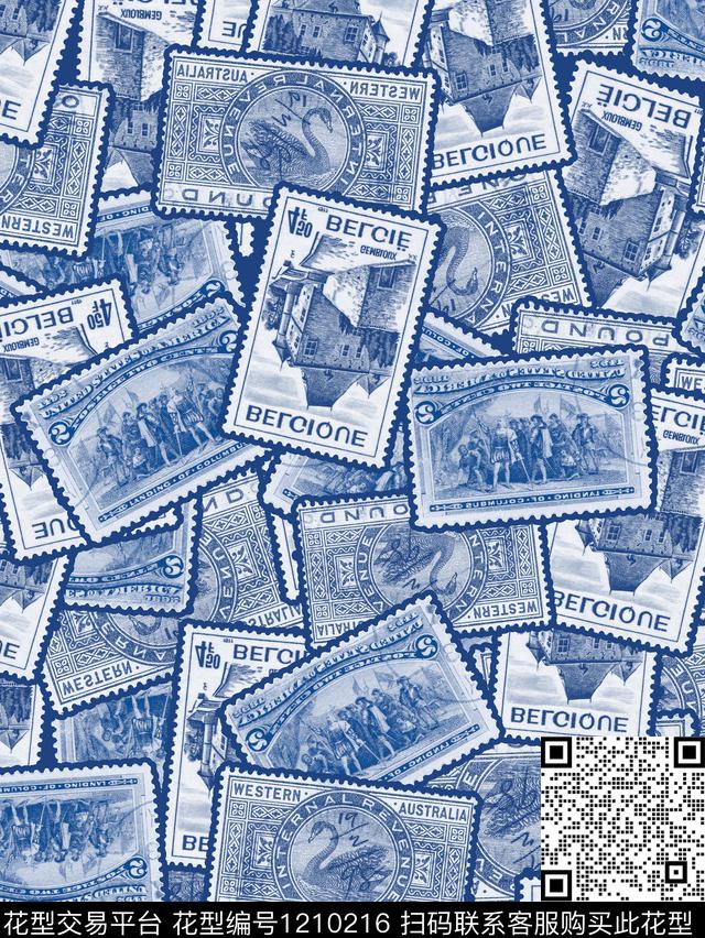 邮票女装大牌风传统印花华亿平台下载（图片编号: 1210216） - 瓦栏（Walan）