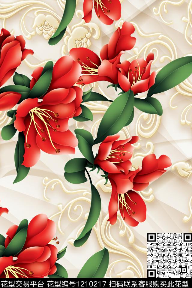 时尚3D立体简约数码印花华亿平台下载（图片编号: 1210217） - 瓦栏（Walan）