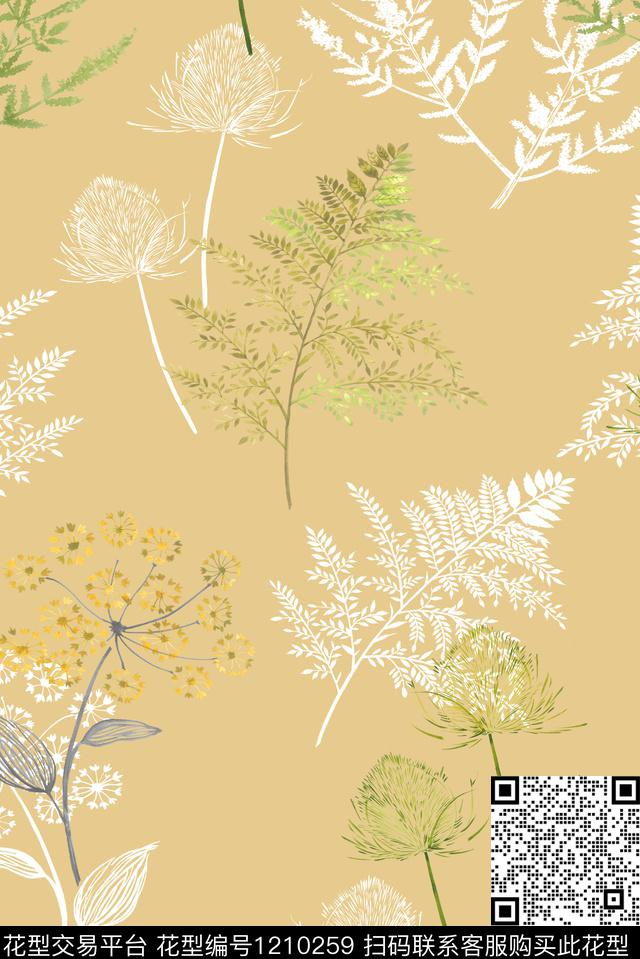 数码华亿平台清爽底花卉大牌风数码印花华亿平台下载（图片编号: 1210259） - 瓦栏（Walan）