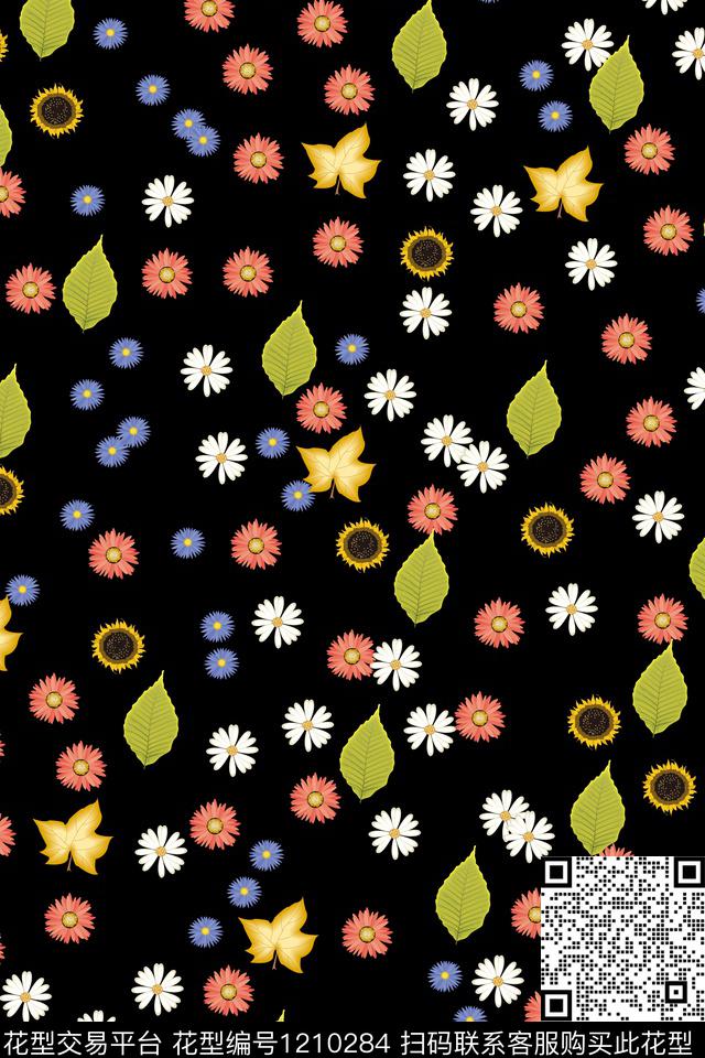 小碎花绿植树叶小清新数码印花华亿平台下载（图片编号: 1210284） - 瓦栏（Walan）