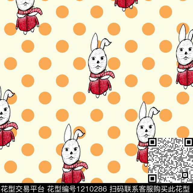 兔子手绘童装数码印花华亿平台下载（图片编号: 1210286） - 瓦栏（Walan）